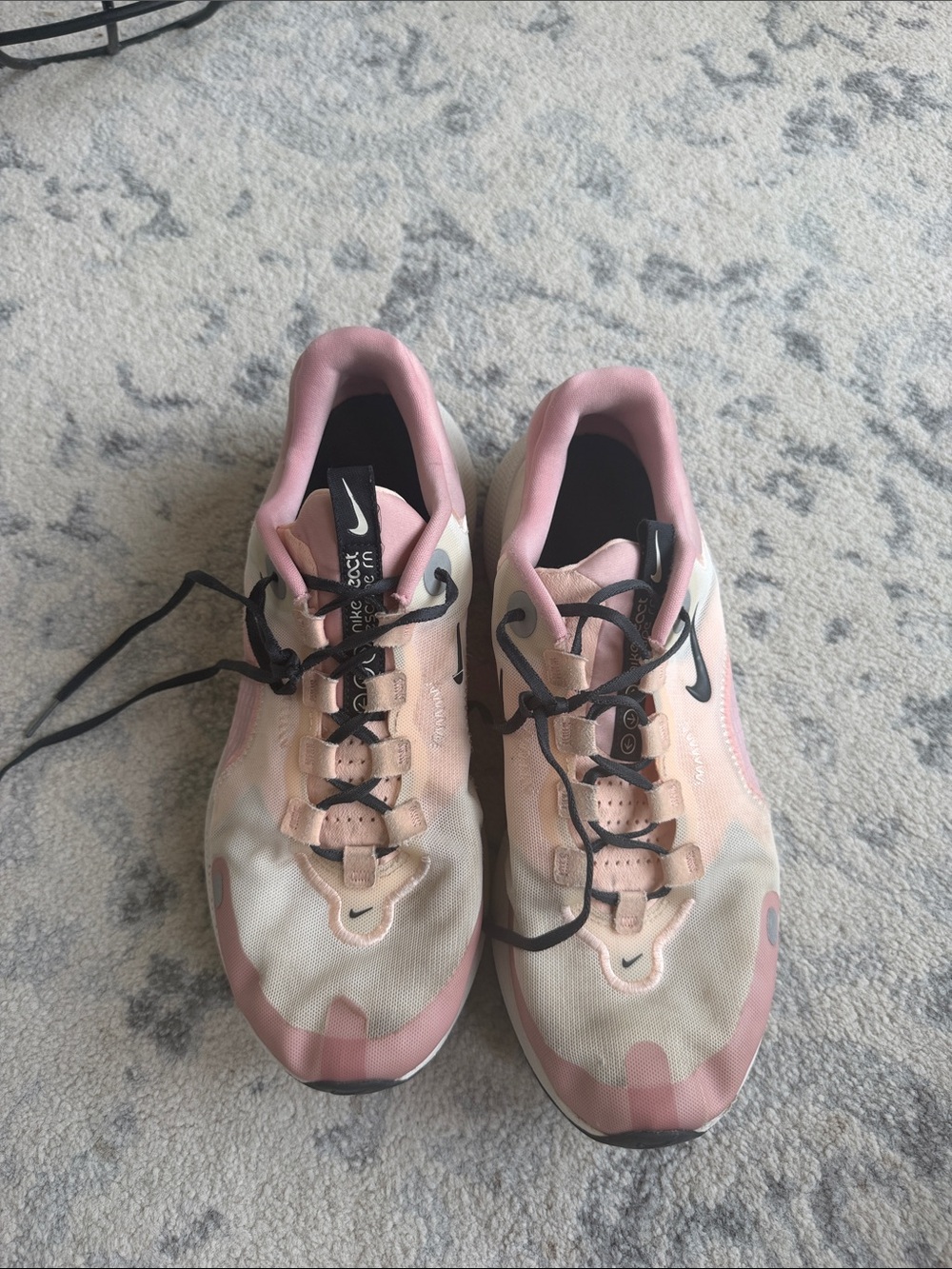 Nike Women's Light Pink and Black Running Sneakers